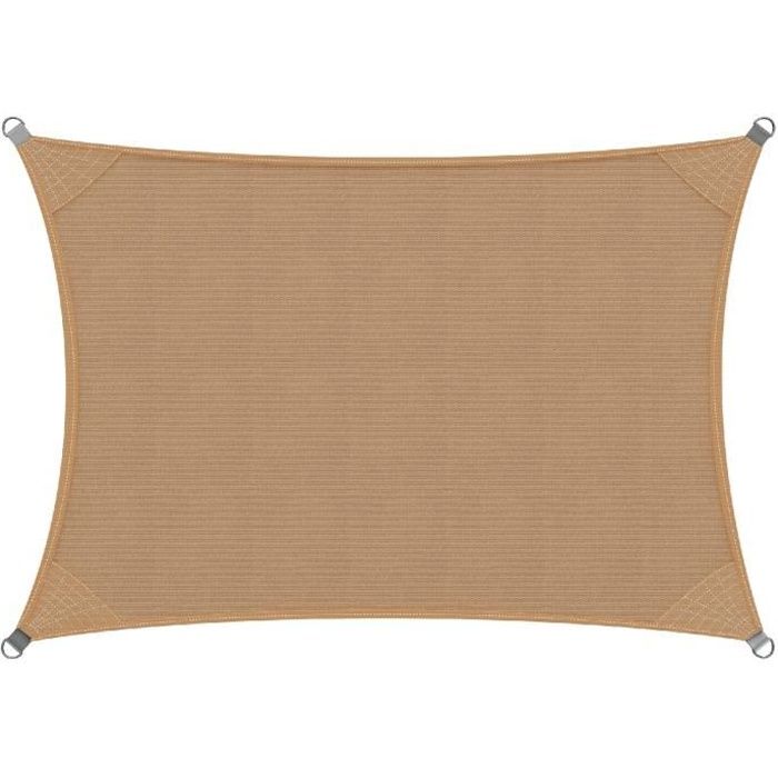 Voile d'ombrage Auvent PEHD Rectangulaire 2x4m Sable Jardin balcon terrasse