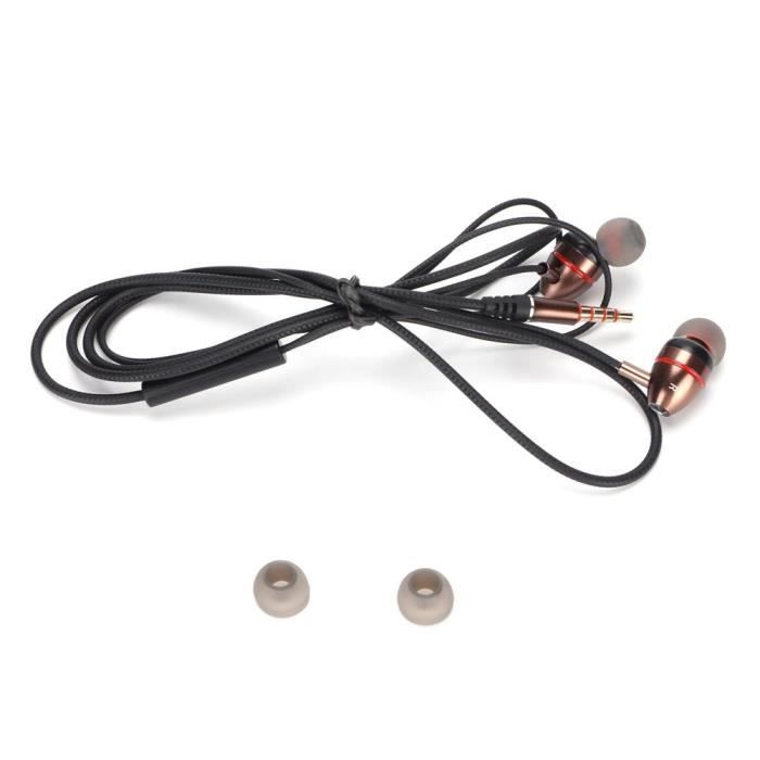 Dioche Écouteurs Extra Bass filaires Écouteurs filaires avec microphone Basses lourdes en métal Écouteurs intra-auriculaires
