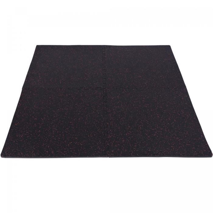 Tapis de protection en caoutchouc noir-rouge - 4 dalles + 8 embouts de finition