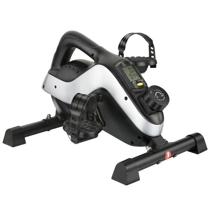 Vélo d'appartement à double pédale Fitness 8 niveaux résistance magnétique avec LCD -NOIR