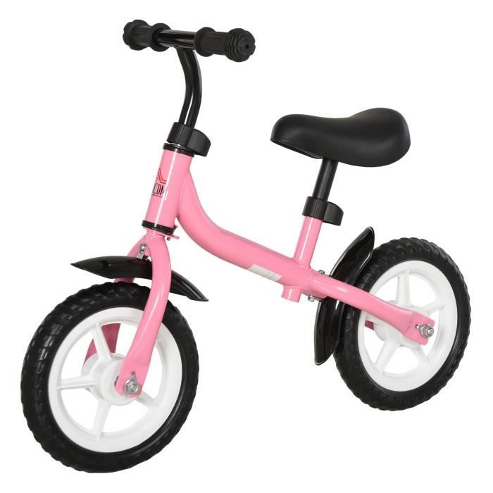 HOMCOM Draisienne enfant vélo sans pédales pour enfants de 3 à 6 ans selle hauteur réglable 35 Kg Max. structure en métal