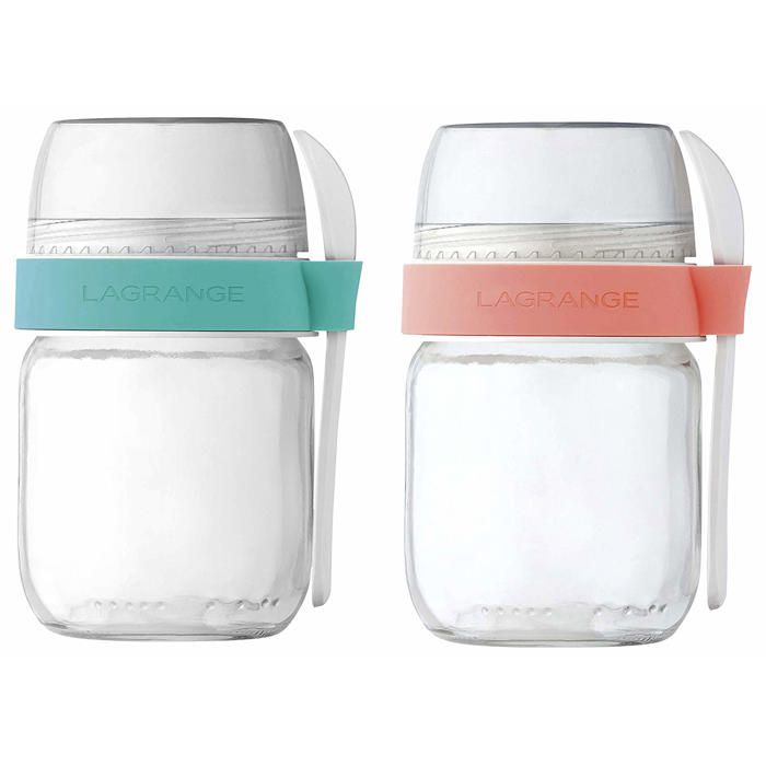 Lagrange - lot de 2 pots en verre pour yaourtière