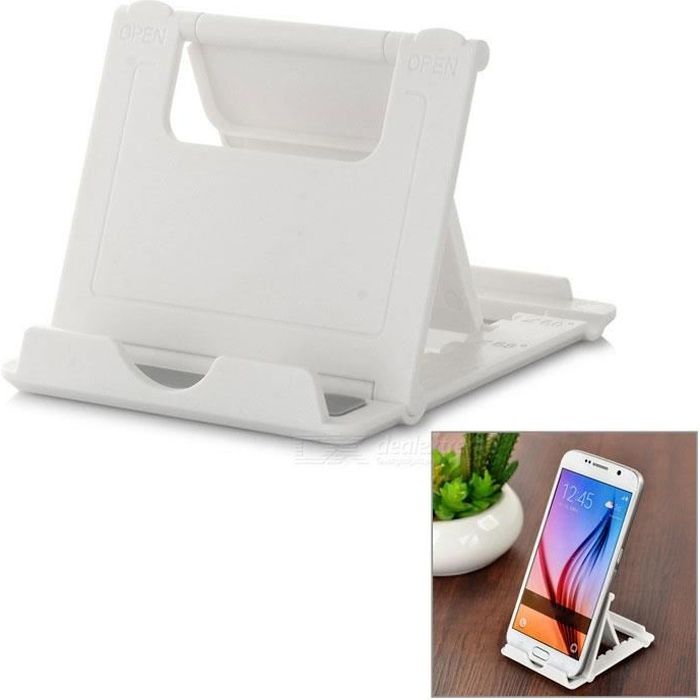 support tablette blanc pliable et réglable pour mobile et tablette universel
