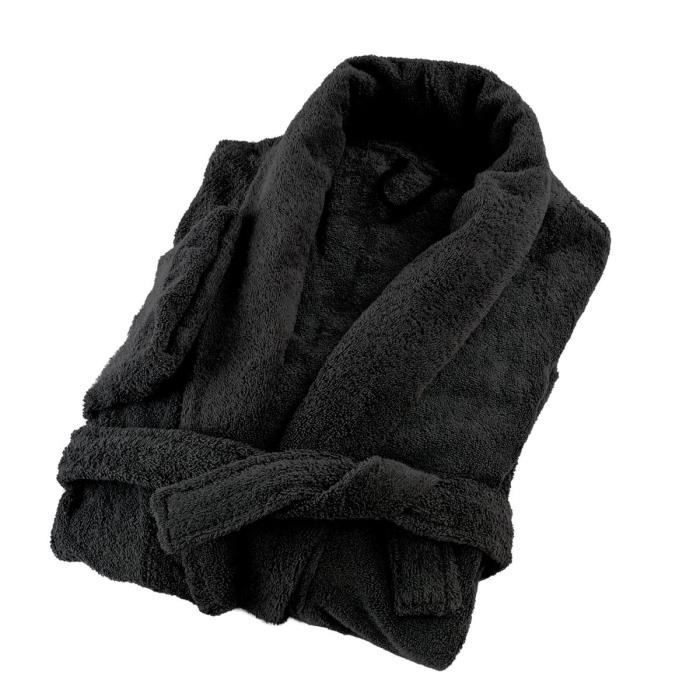 LINANDELLE - Peignoir coton éponge col chale PREMIUM - Noir - Adulte Homme - 8XL