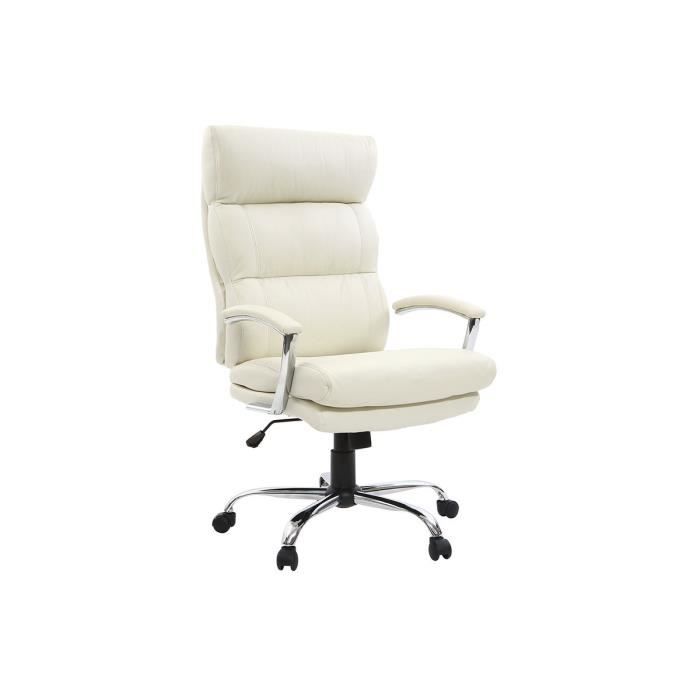 Miliboo - Fauteuil de bureau design cuir blanc TILIO