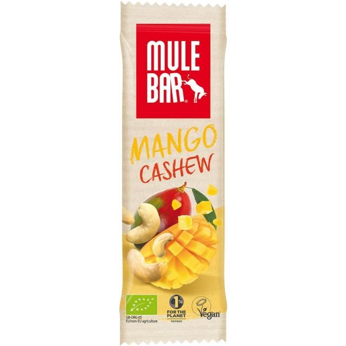Barre Mulebar Bio & Vegan 40g : Mangue - Noix de cajou