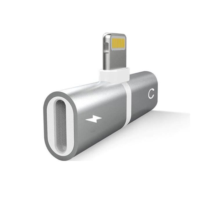 OEM - Mini Adaptateur Lightning/Jack pour IPHONE 11 APPLE Chargeur Ecouteurs 2 en 1 Casque - couleur:ARGENT