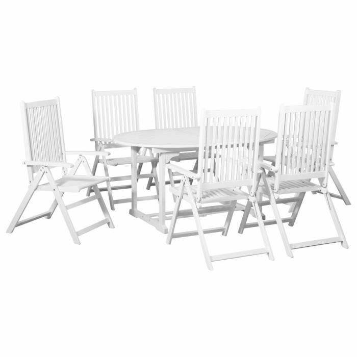 Luxueux Magnifique Moderne-Mobilier à dîner-Salon de jardin 7 pcs et table extensible Bois Blanc