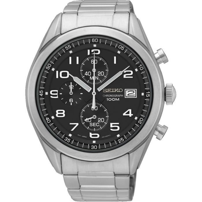 Seiko Homme 44.9mm Bracelet & Boitier Acier Inoxydable Quartz Montre SSB269
