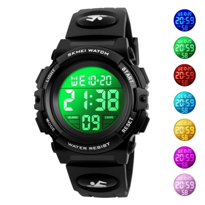 Sport Montre Garçon Enfant Bracelet Numérique Noir