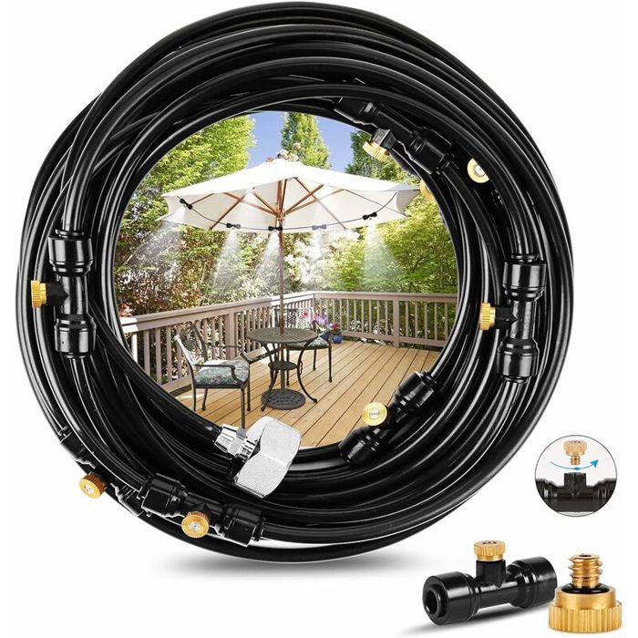 Kit Brumisation 10M Extérieur - Système Brumisateur Jardin & Terrasse, Refroidissement Efficace Jusqu'à -20°C, Anti-Poussière