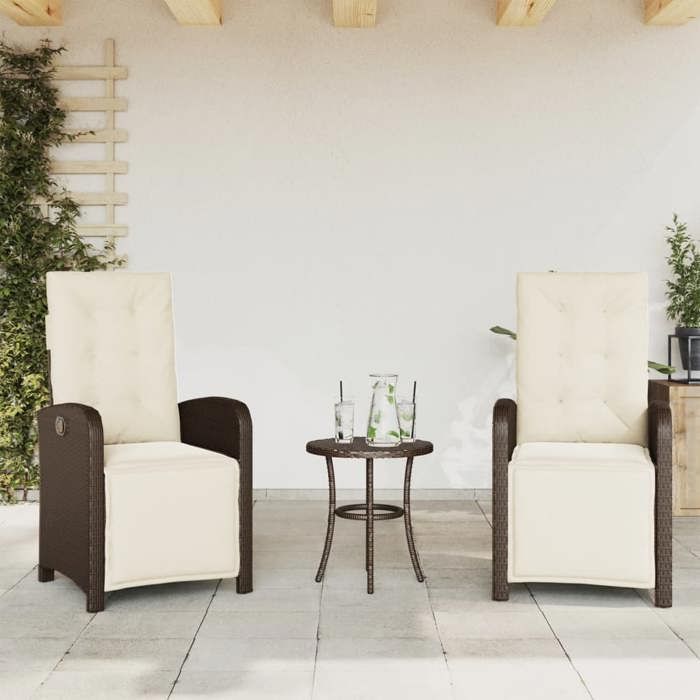 vidaXL Chaises inclinables de jardin lot de 2 avec repose pied - vue 2