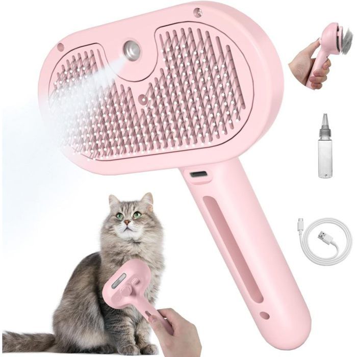 Meilleurs prix pour Brosse Chat Vapeur avec Bouton de Dverrouillage Rechargeable Brosse Vapeur Chat pour Poils Longs et Courts Chats multicolore BROSSE