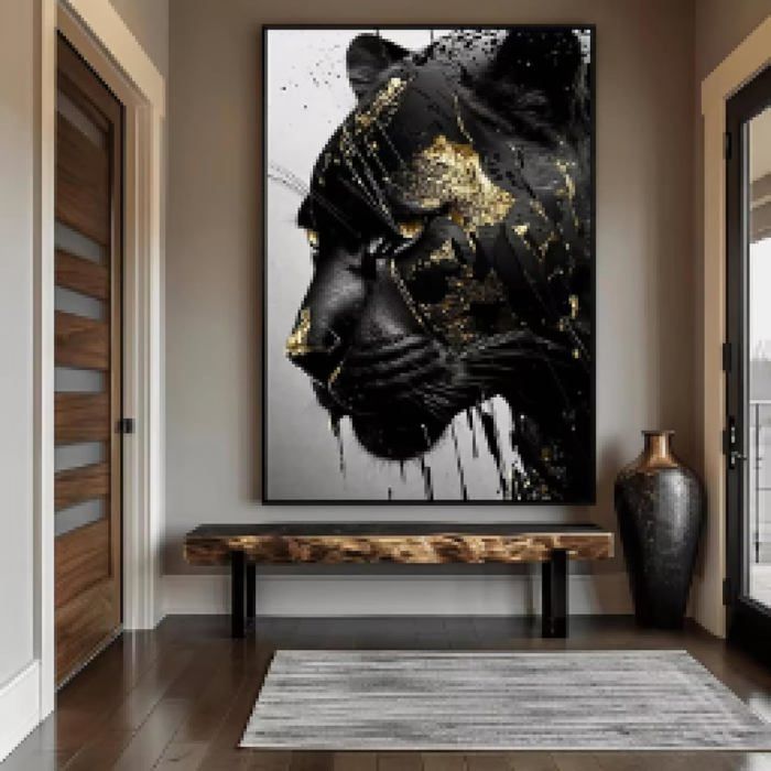 Affiche Sur Toile Panthère Noire - 50x70 Cm - Impression HD - Décoration Murale Salon - Sans Cadre