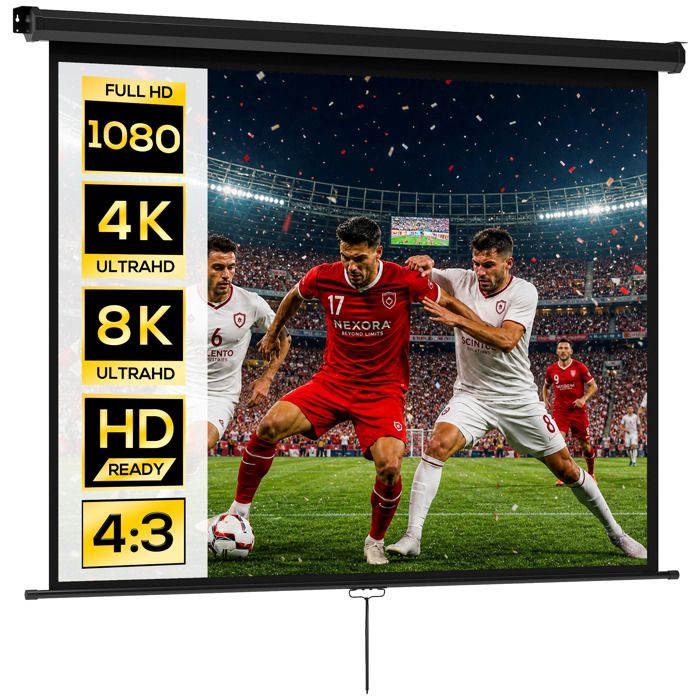 Écran de projection - HOMCOM - 84 pouces 4:3 4K HD - pour home cinéma - fixation mur ou plafond - 181l x 8P x 138H cm noir
