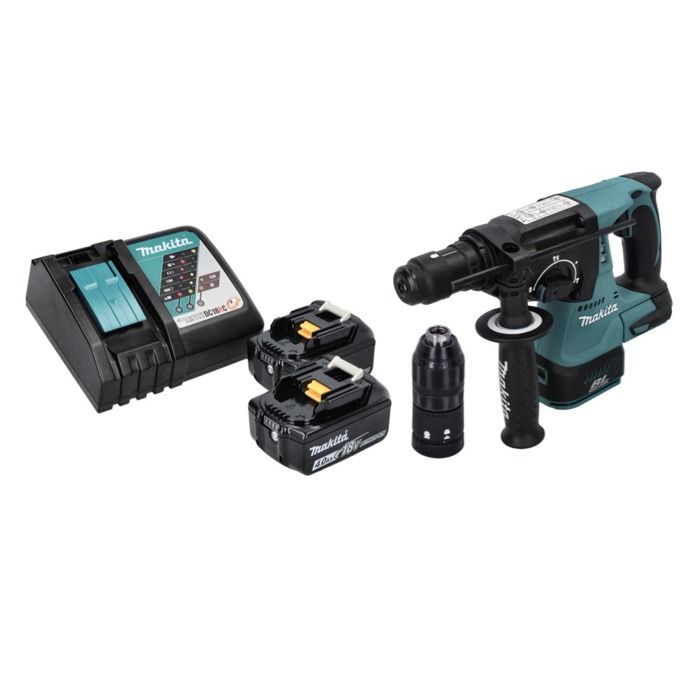 Makita DHR 243 RM Marteau perforateur sans fil 18 V SDS plus Brushless + 2x batterie 4 0 Ah + chargeur - vue 2