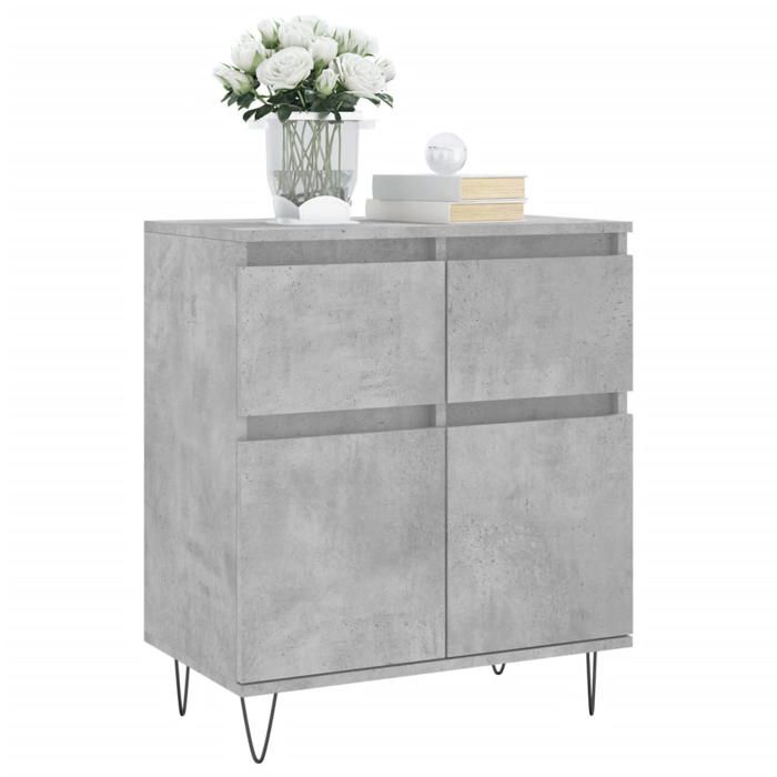 (SOLDE dété) Placard/Buffet bas - Décor salon - Gris béton 60 x 35 x 70 cm Bois dingénierie *aspect pratique2156860