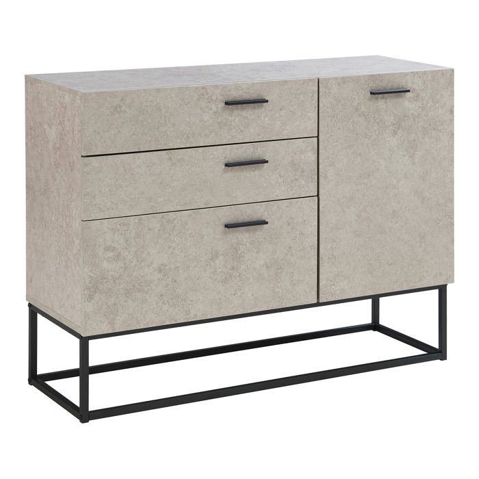 Buffet Lavangen 75 x 100 x 35 cm noir effet béton clair
