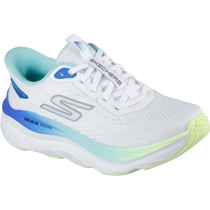 SKECHERS PERFORMANCE Max Amorti Max Run Textile Chaussures De Sport Pour Femmes Blanc/multicolore