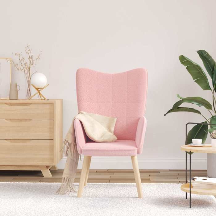 vidaXL fauteuil Rose 62 x 67 x 955 cm Tissu Sherpa 42001779 vidaXL fauteuil Rose 62 x 67 x 955 cm Tissu Sherpa 42001779