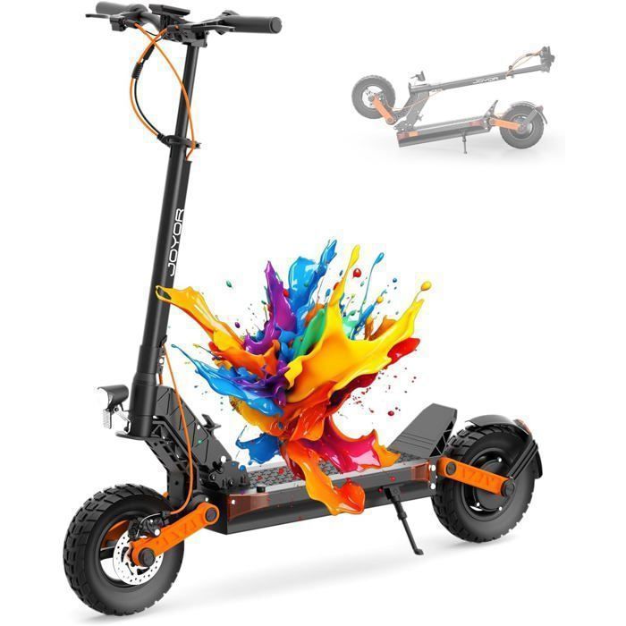 JOYOR  S8 - Trottinette &eacute;lectrique - Moteur 600 W - Max 90km/h - Batterie 48 V 26 Ah - Pneus 10 pouces - Pliable - Noir