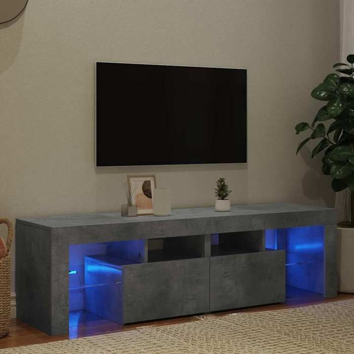 Meuble TV avec lumières LED Gris béton 140x Meuble TV avec lumières LED Gris béton 140x365x40 cm 98027