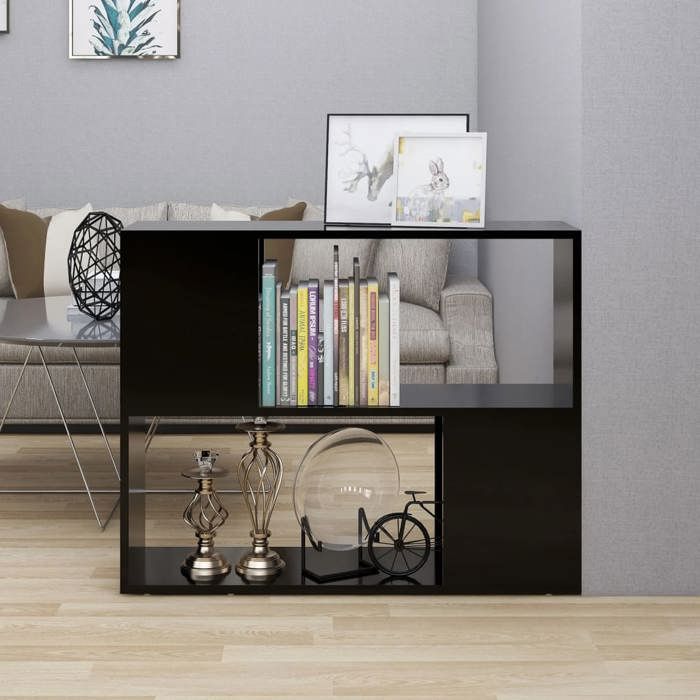 Meuble TV moderne - VIDAXL - Noir - 80x24x63 cm - Bois dingénierie - Compartiment ouvert - Montage simplifié