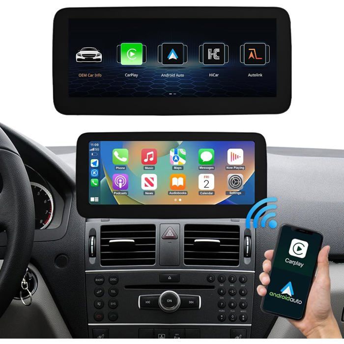 Autoradio Road Top 123 Pouces CarPlay Écran Tactile pour Mercedes Benz Classe C W204