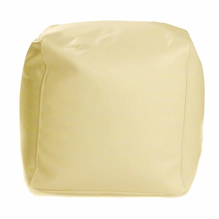 Pouf cube rembourré tabouret carré en cuir synthétique siège décoratif intérieur extérieur Beige E2 50x50x50