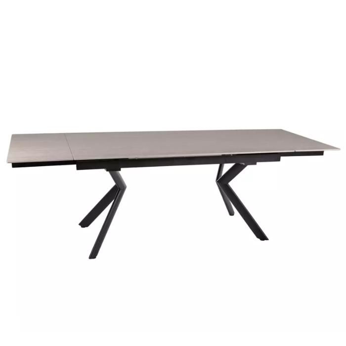 Table à Manger - Meubles&Design - Table DELLA extensible 160 + 80 cm en céramique beige mat pieds noirs Table à Manger - Meubles&Design - Table DELLA extensible 160 + 80 cm en céramique beige mat pieds noirs