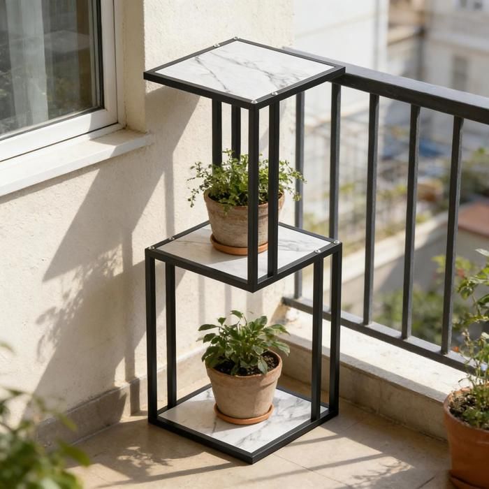 JEOBEST Support Plante Support de Pot de Fleurs Pour Intérieur et Extérieur Étagère de Rangement Salon 3 Niveaux 30×30×83cm