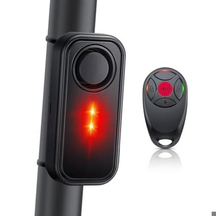 Alarme vélo 113 dB avec voyant davertissement antivol sans fil vibration étanche pour trottinette électrique avec télécommande