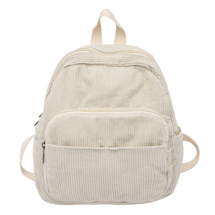 Sac a Dos Femme Mini XJYDNCG Velours Côtelé pour Quotidien et École - Blanc