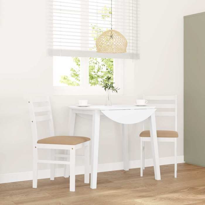 2 pcs Chaises de cuisine Blanc - Magnifique Chaises à manger Classique Pour salon coussins blanc bois massif caoutchouc 5294