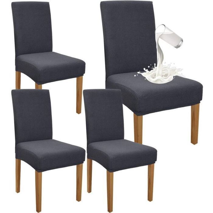 Housses de chaise imperméables - - Lot de 4 - Imperméables - Tissu extensible Femeo