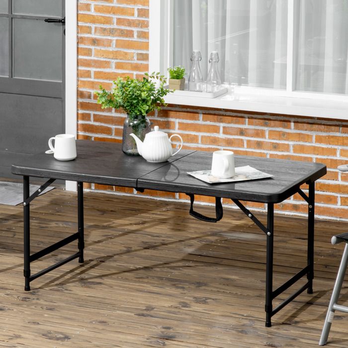 Table de jardin pliante - PAGE Living - 4 places - Réglable 56/74 cm - Gris foncé acier/PEHD