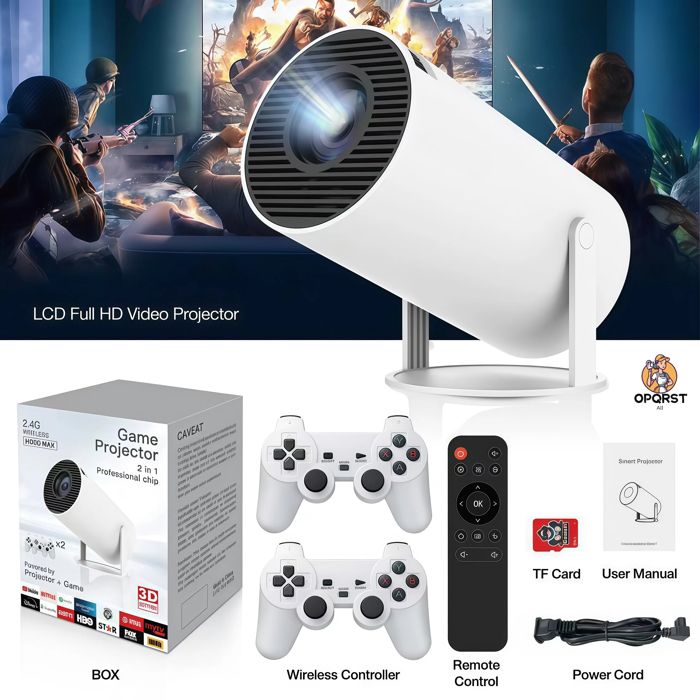 30000 + rétro jeu - avec projecteur HD - 4K - Bluetooth WIFI - tv vidéo - Android / ios - cadeaux de Noël - double manette de jeu