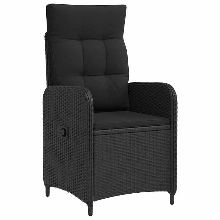 Mobilier de jardin - Noir - Chaise de jardin inclinable Noir polyrotin_4410