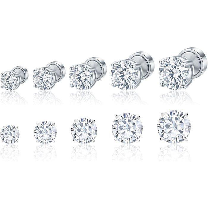 5 Paires Boucle Aimantée Homme Acier Inoxydable Magnétique Boucle DOreille Pour Homme Femme Non-Piercing Clip On Clou DOre[PP24]