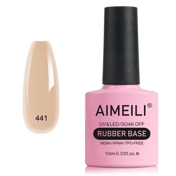 AIMEILI-Vernis Semi Permanent Gel Rubber Base Coat Nude Couleur Gel Polish-UV LED Renforcement et Réparation de Manucure-10ml[441]