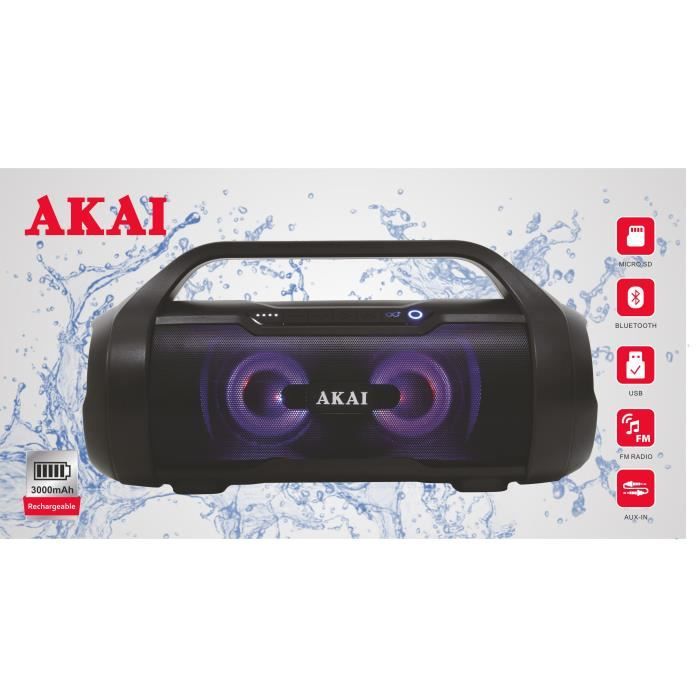 ENCEINTE BOOMBOX ÉTANCHE SANS FIL ET TWS AVEC RADIO FM - AKAI