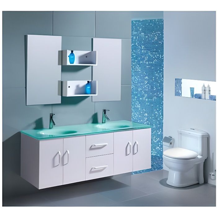Meuble Salle De Bain 110cm 2 Vasque Achat Vente Pas Cher