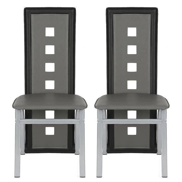 Lot de 2 Chaises pour Salle Manger Rembourrée Noir et Gris Chaise de