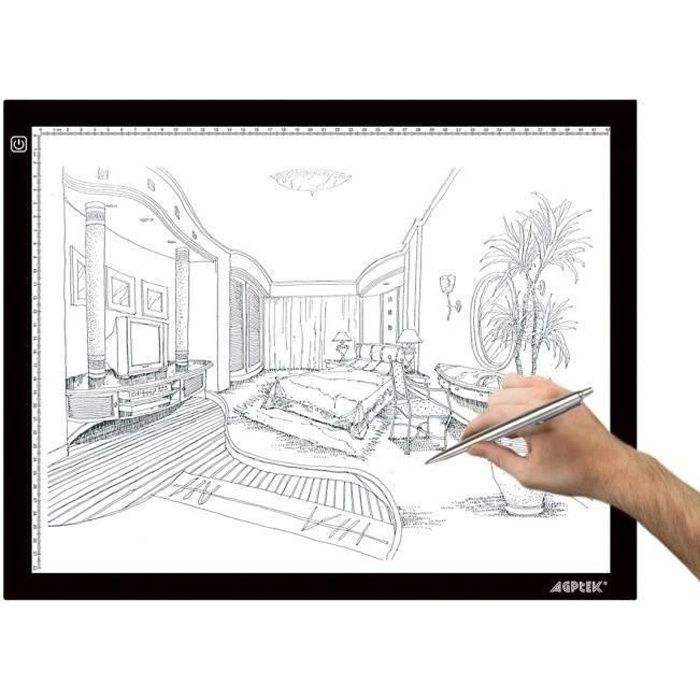 Tablette Lumineuse A3 AGPTEK Magnétique LED – Luminosité Tactile Réglable Mémoire, Ultra-Mince 0.7 Cm + Adaptateur EU