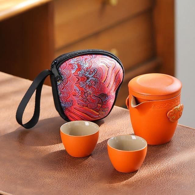 Service à Thé De Voyage Portable - Valise Avec Théière Porcelaine Et 3 Tasses - Parfait Pour Pique-nique Et Plein Air