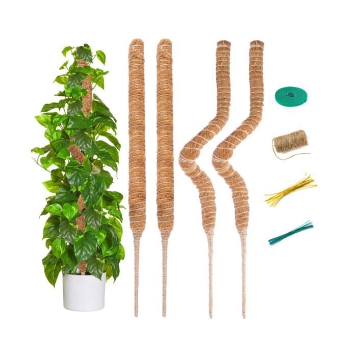 Tuteurs Pour Plantes Grimpantes En Fibre De Coco - Lot De 2, 60 Cm, âme Aluminium Pliable - Pour Monstera, Lierre, Etc.