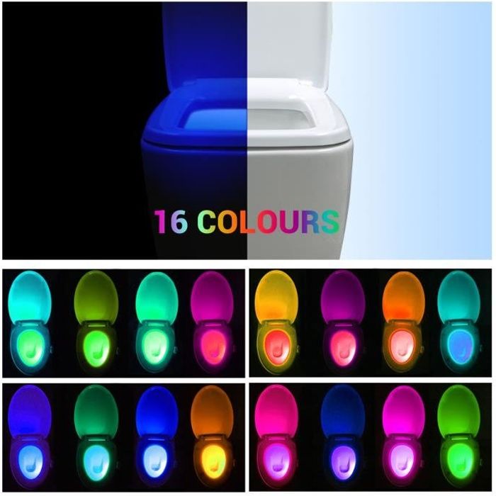 16-couleur LED Lampe de Toilette Lumineux LED multicolore Lumière de  toilette éclairage lumineux pour WC cuvette des toilettes - Cdiscount  Bricolage