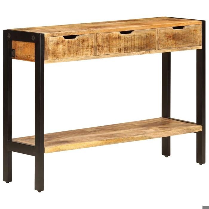Buffet bahut armoire console meuble de rangement avec 3 tiroirs 110 cm bois massif de
