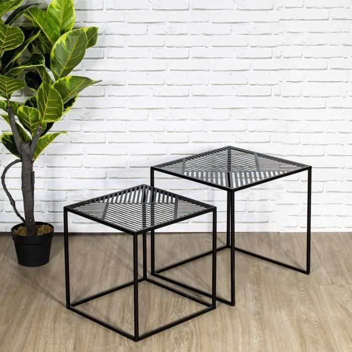 tables gigognes en métal riga - lot de 2 - noir - design contemporain