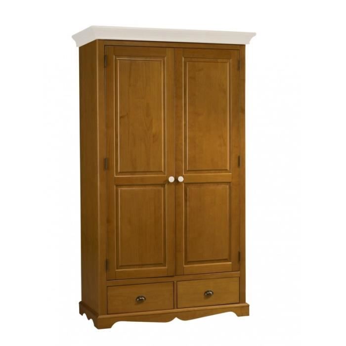 Armoire Penderie Pin Miel 2 Portes Dessus Blanc Achat Vente